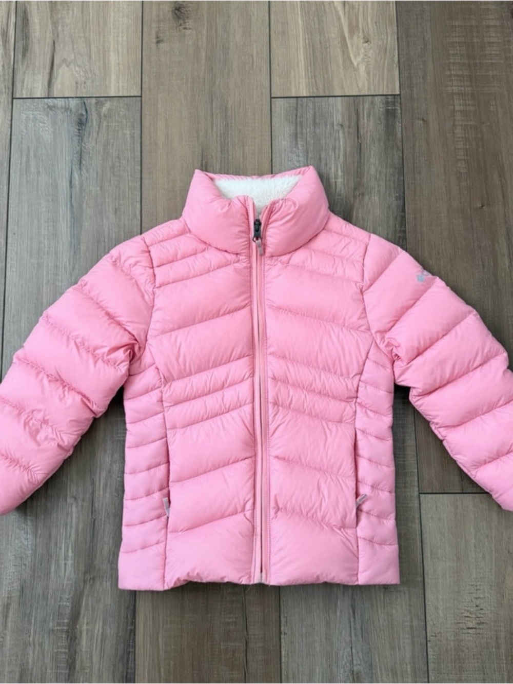 Columbia light pink puffer autum park down jacket